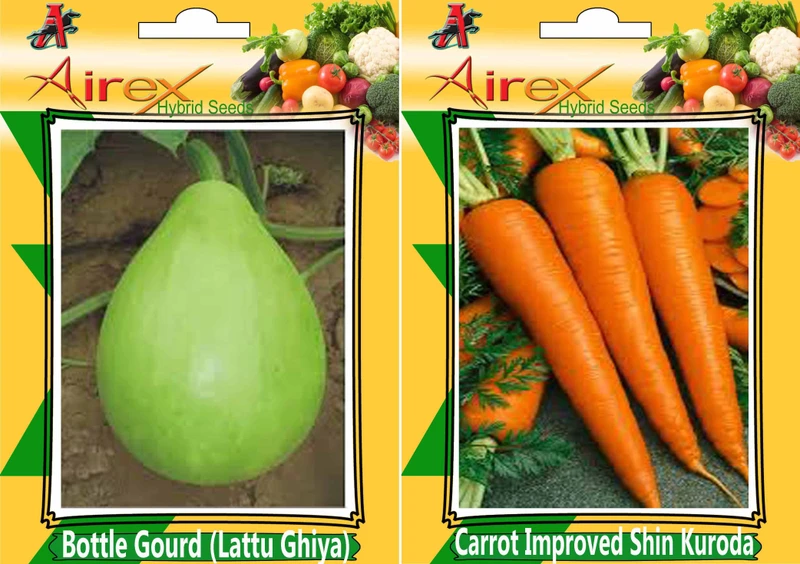 Airex Bottle Gourd (Lattu Ghiya) and Carrot Improved Shin Kuroda Seed (Pack of 25 Seed Bottle Gourd (Lattu Ghiya) + 25 Seed Carrot Improved Shin Kuroda)Seed Seed(50 per packet)
