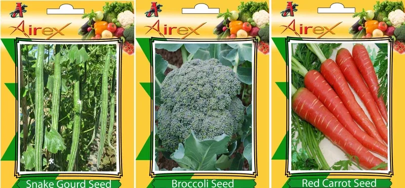 Airex Snake Gourd, Broccoli, Red Carrot Vegetables Seed (Pack Of 15 Seed Snake Gourd + 15 Broccoli + 15 Red Carrot Seed) Seed(15 per packet)