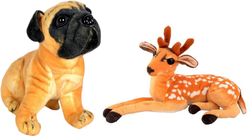 Alexus Deer And Pug Dog  - 32 cm(Multicolor)
