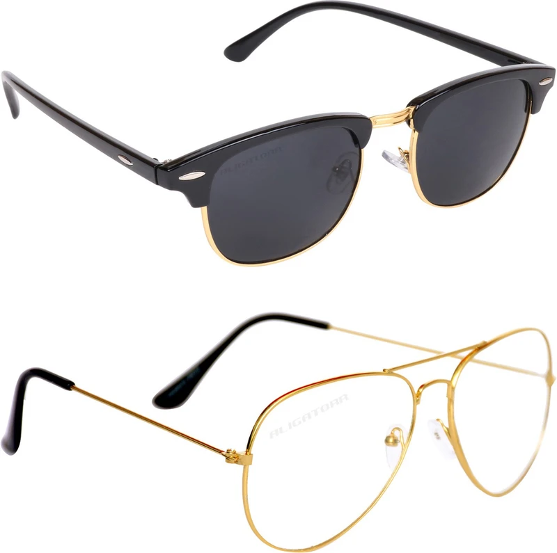 Aligatorr Aviator Sunglasses(For Boys, Clear, Black)