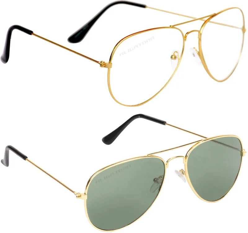 Aligatorr Aviator Sunglasses(For Boys & Girls, Clear, Green)