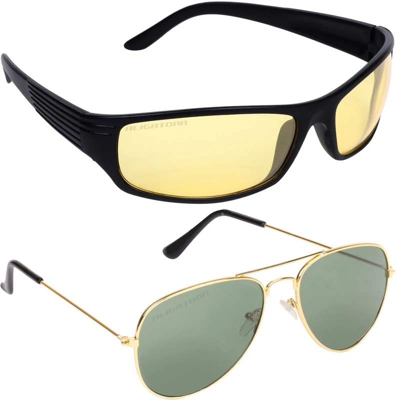 Aligatorr Aviator Sunglasses(For Men, Golden, Grey)
