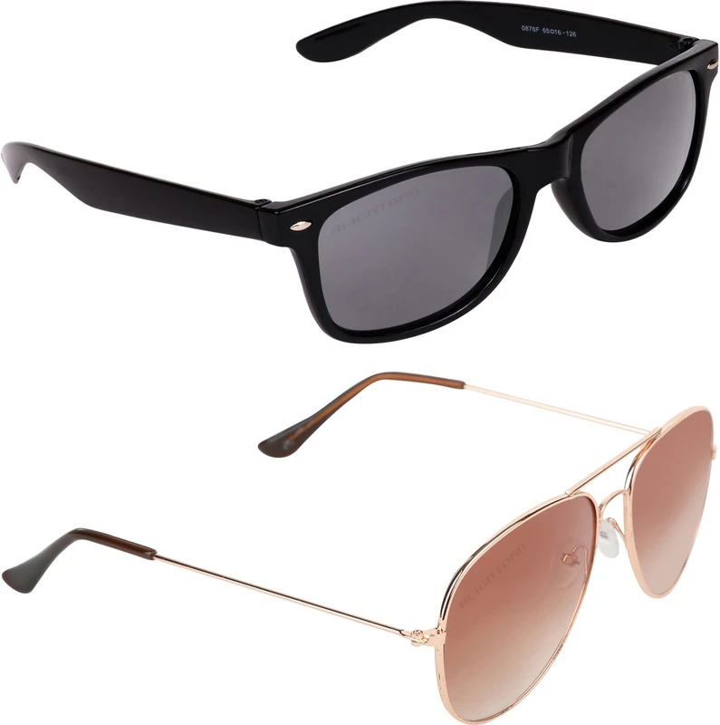 Aligatorr Aviator Sunglasses(For Men & Women, Black, Brown)