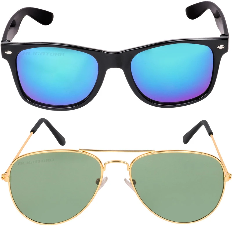 Aligatorr Aviator Sunglasses(For Men & Women, Blue, Green)