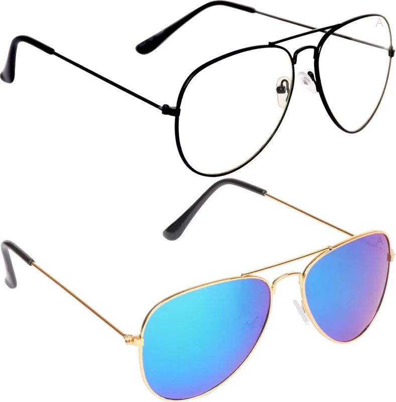 Aligatorr Aviator Sunglasses(For Men & Women, Clear, Multicolor)