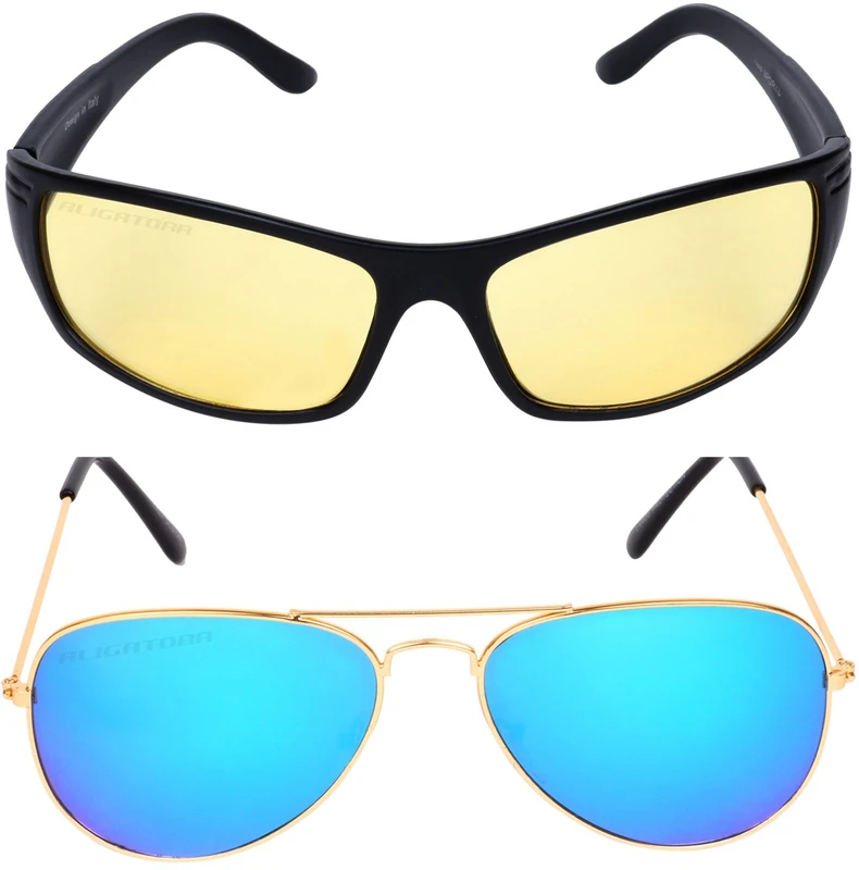 Aligatorr Retro Square Sunglasses(For Boys & Girls, Yellow, Blue)
