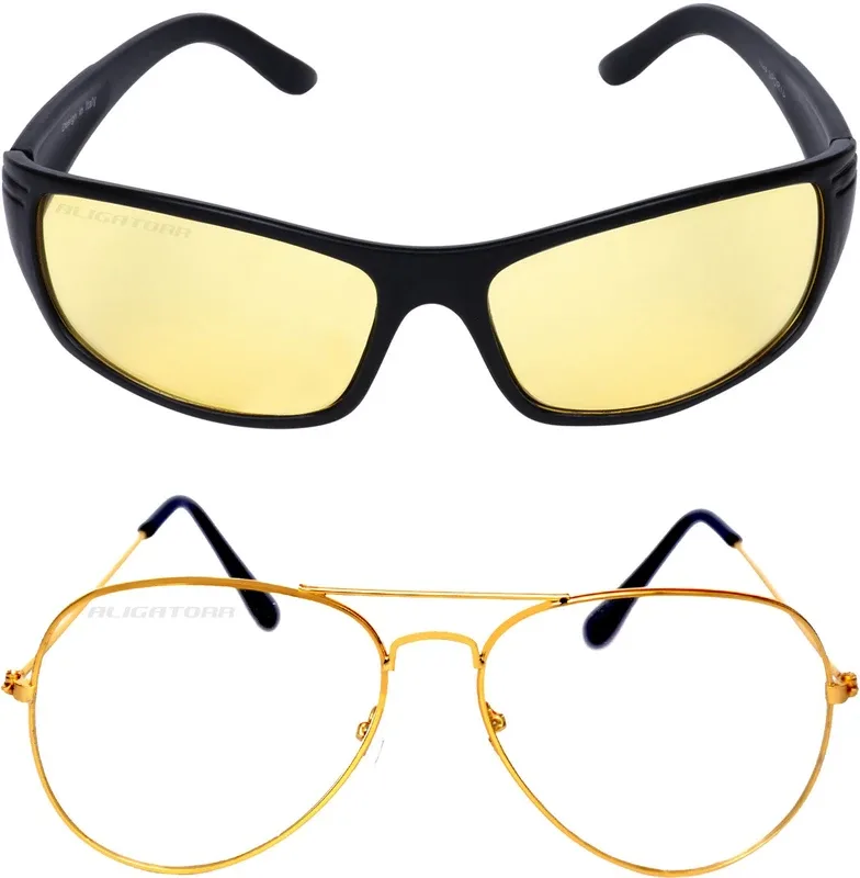 Aligatorr Retro Square Sunglasses(For Boys & Girls, Yellow, Clear)