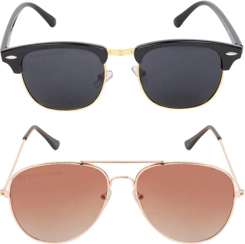 Aligatorr Spectacle Sunglasses(For Men & Women, Black, Brown)