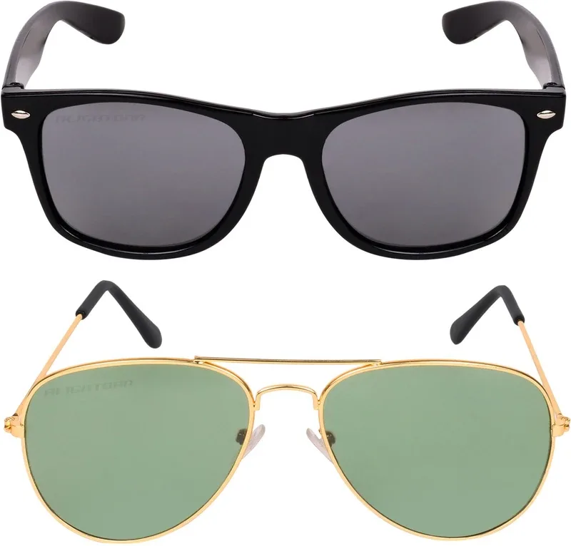 Aligatorr Wayfarer Sunglasses(For Men & Women, Black, Green)