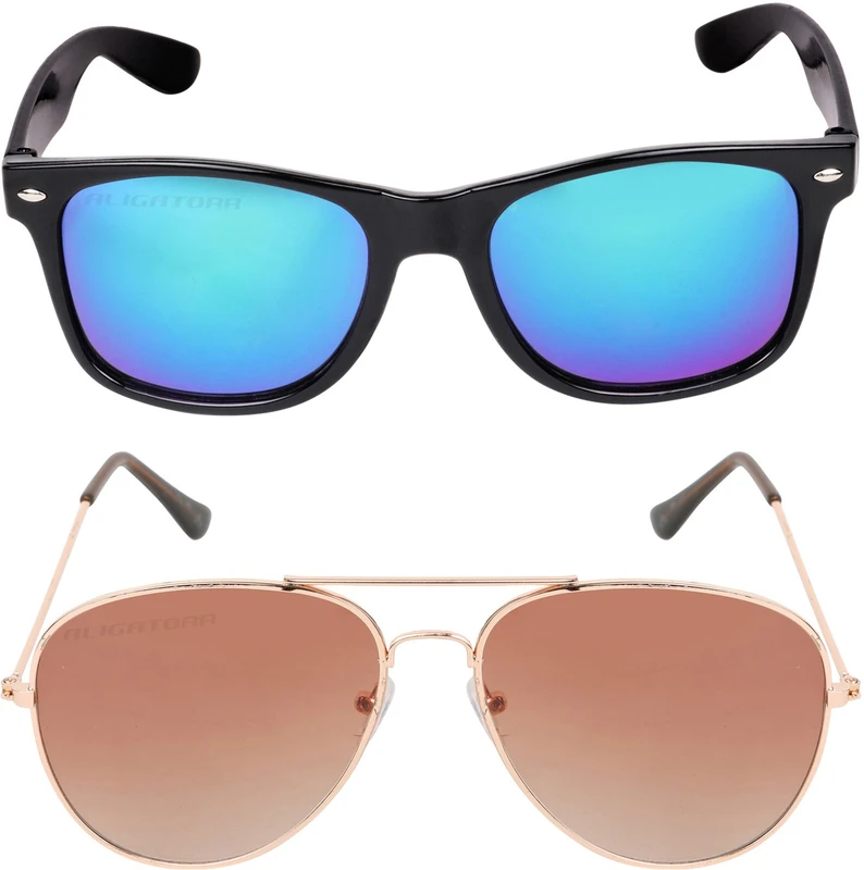 Aligatorr Wayfarer Sunglasses(For Men & Women, Blue, Brown)