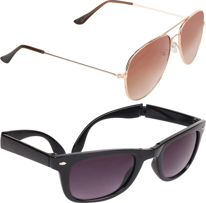 Aligatorr Wayfarer Sunglasses(For Men & Women, Brown, Grey)
