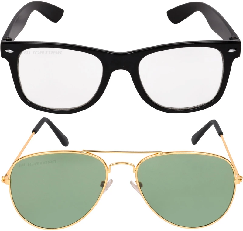 Aligatorr Wayfarer Sunglasses(For Men & Women, Clear, Green)