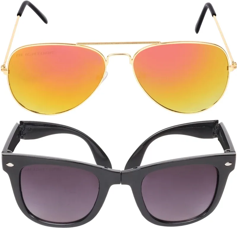 Aligatorr Wayfarer Sunglasses(For Men & Women, Golden, Black)
