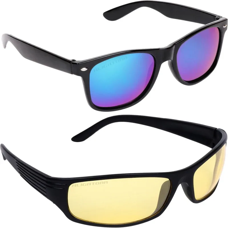 Aligatorr Wrap-around Sunglasses(For Boys, Multicolor, Golden)