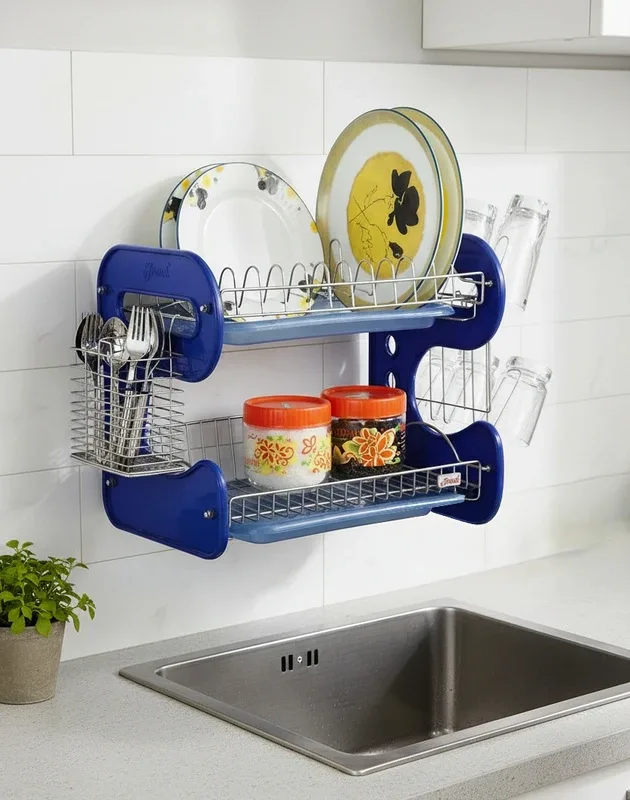 Amol Utensil Kitchen Rack Steel Premium Stainless Steel Dish Utensils Stand | Kitchen Rack | Organizers Stand