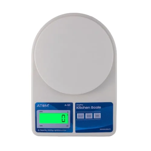 ATOM/Aliston K1 Series A121/SF-400 Digital Weighing Machine/Scale (10kg, 1g accuracy) High Precision Scale for Food with Large LCD Display, Tare Function Multi weighing mode-g, oz 