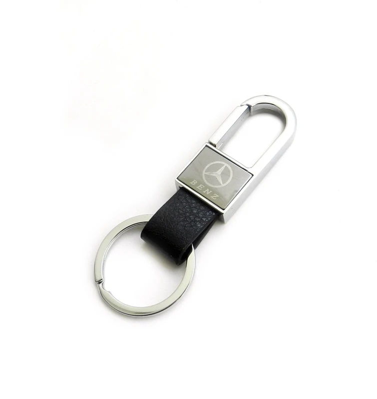 AVI SILVER RECTANGLE LEATHERITE BLACK MERCEDES BENZ Locking Key Chain(Multicolor)