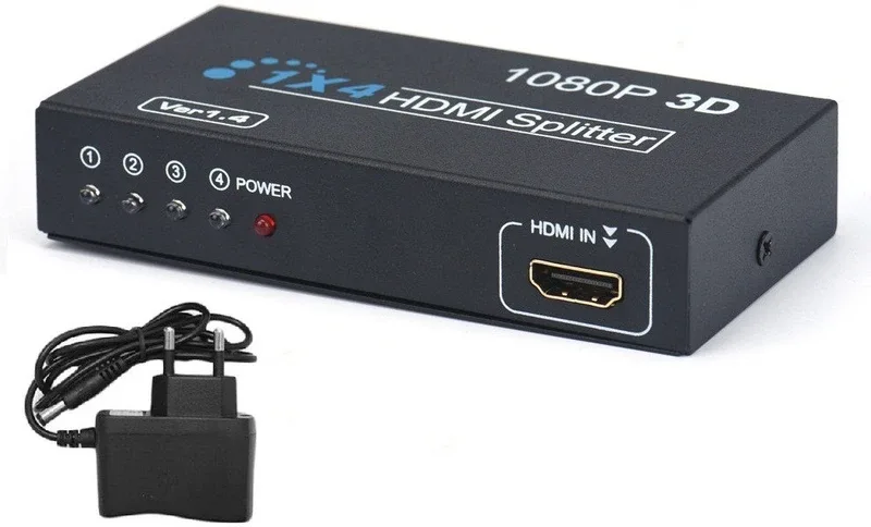 BALRAMA 4 Port (1 in 4 out) HDMI Splitter with 3D Media Streaming Device(Black)