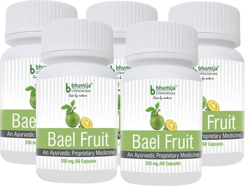 Bhumija Lifesciences Bael Fruit Capsules 60's - (Pack of Five)(5 x 60 No)