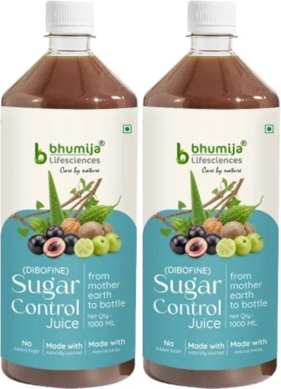 Bhumija Lifesciences Sugar Control Juice, Karela, Jamun, Daana Meethi, Gudmar, Aloe Vera (Sugar Free) Sports Drink(2x1 L, Unflavoured Flavored)