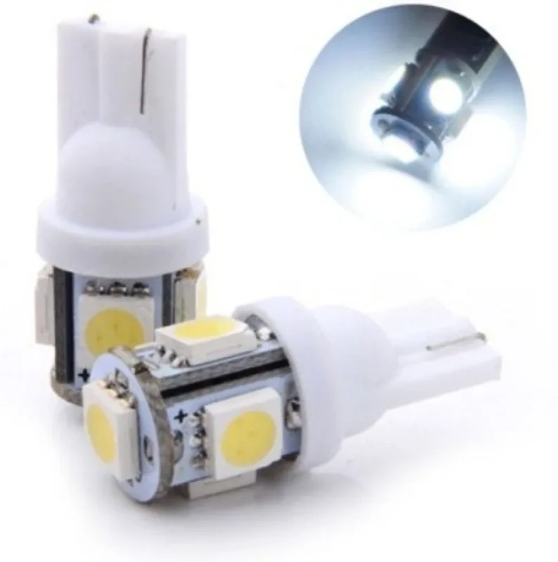 Biker World 5SMD WHITE Color LED Parking T10 Socket Bulb BW241 Parking Light Car, Motorbike, Truck, Van LED for Royal Enfield (12 V, 3 W)(Bullet 350, Pack of 2)