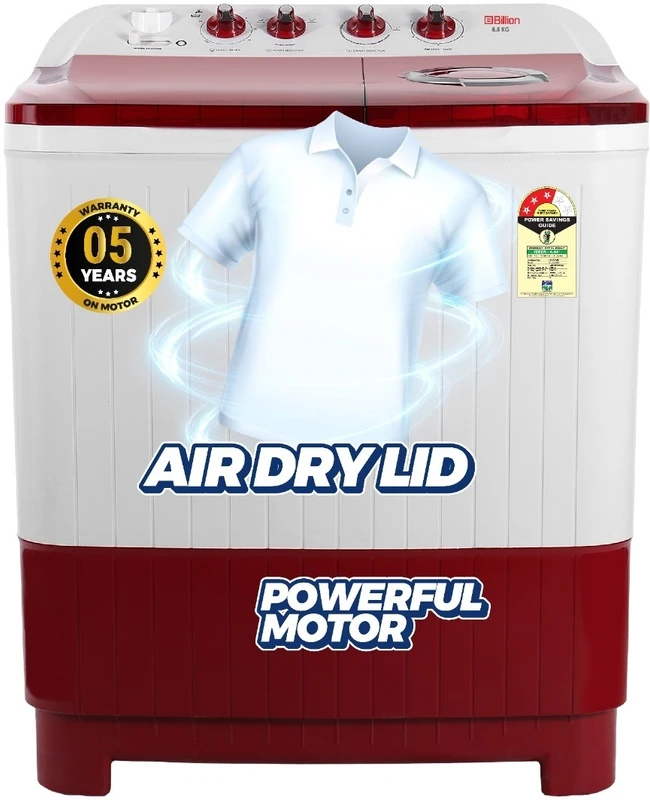 Billion 6.5 kg Semi Automatic Top Load Washing Machine White, Maroon(MQSA65DXI)