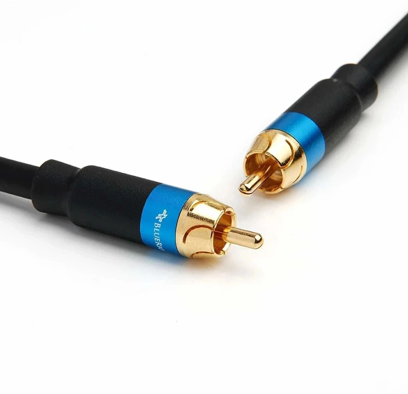 BlueRigger AUX Cable 2.4 m PVC RCA Audio Subwoofer Cable (Dual Shielded, Gold Plated RCA Connectors)(Compatible with TV, Black, One Cable, NA)