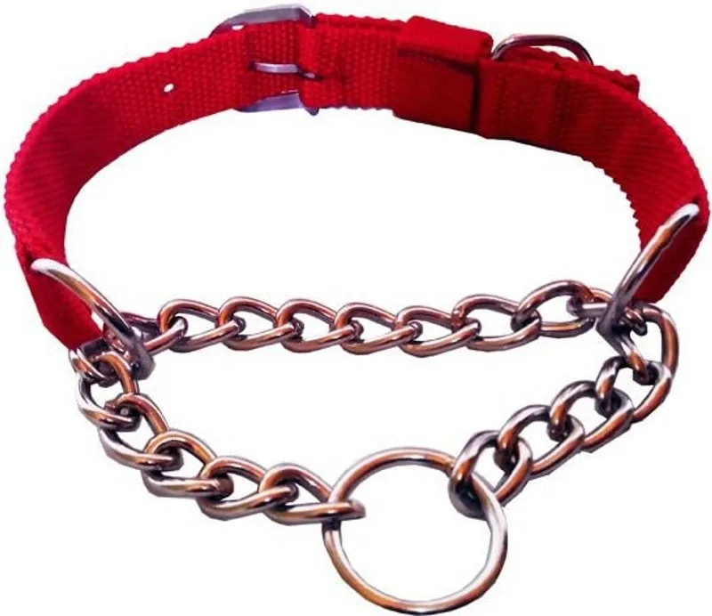 Bow! Wow !! Dog Choke Chain Collar(Small, Red)
