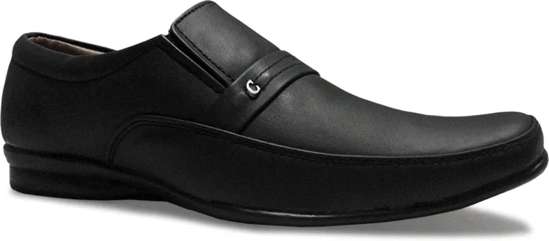 Candle Gold Geniun Slip On Shoes For Men(Black , 7 UK/India)
