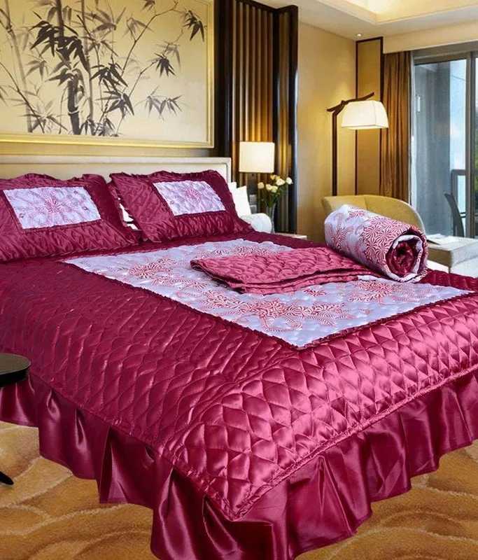 Chelsi Satin Double King Sized Bedding Set(Pink, 1 Ac Comforter, 2 Pillow Cover, 1 Bedsheet)