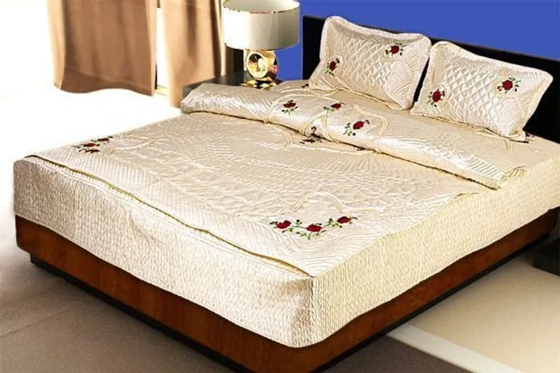 Chelsi Satin Double King Sized Bedding Set(Yellow, 1 AC Comforter, 2 Pillow Cover, 1 Double Bed Bedsheet)