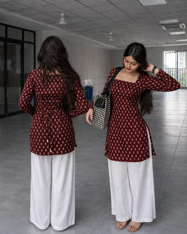 Chhapainama fashion Women Printed Straight Kurta(Maroon)
