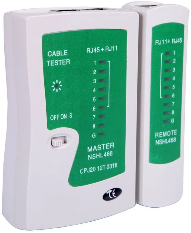 Cpixen Multi-Functional LED Network Cable Tester LAN Tester for RJ11, RJ12 and RJ45 Network Interface Card(Green, White)
