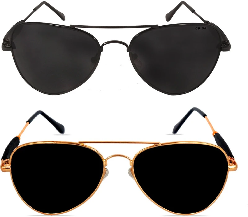 CRIBA Aviator Sunglasses(For Men & Women, Black)