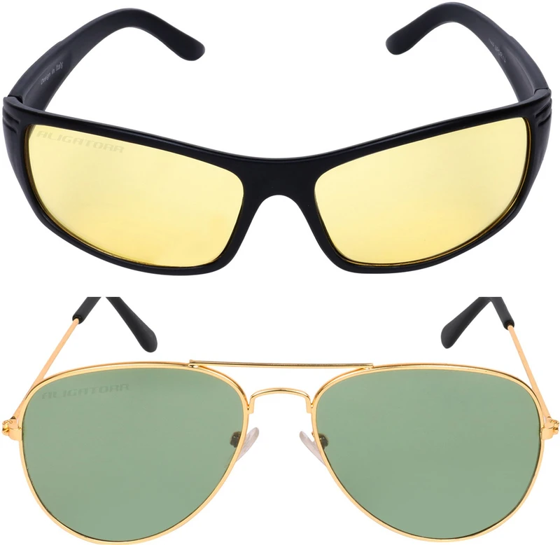CRIBA Aviator Sunglasses(For Men & Women, Yellow, Green)
