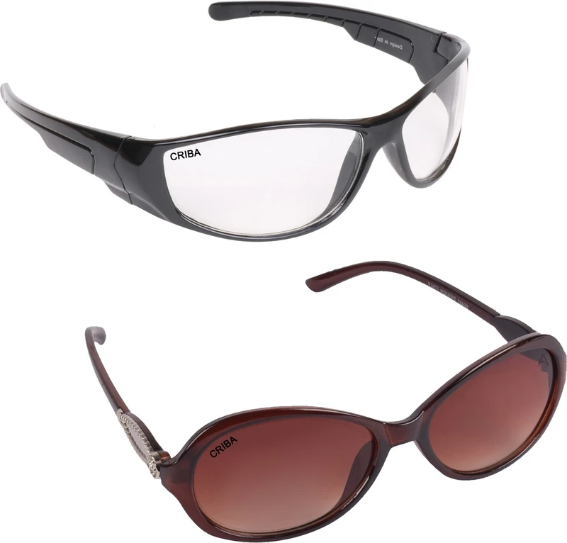 CRIBA Cat-eye Sunglasses(For Men & Women, Brown, Clear)