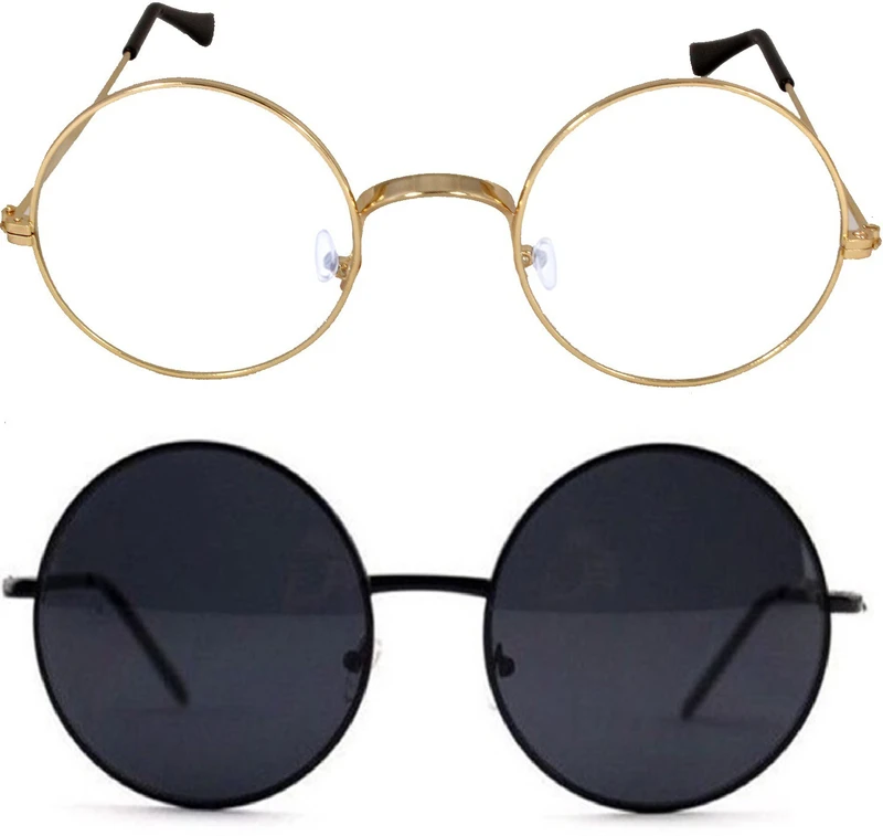 CRIBA Round Sunglasses(For Men & Women, Black, Clear)