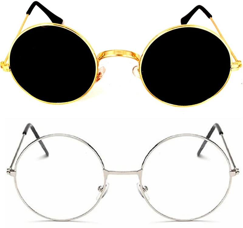 CRIBA Round Sunglasses(For Men & Women, Black, Clear)