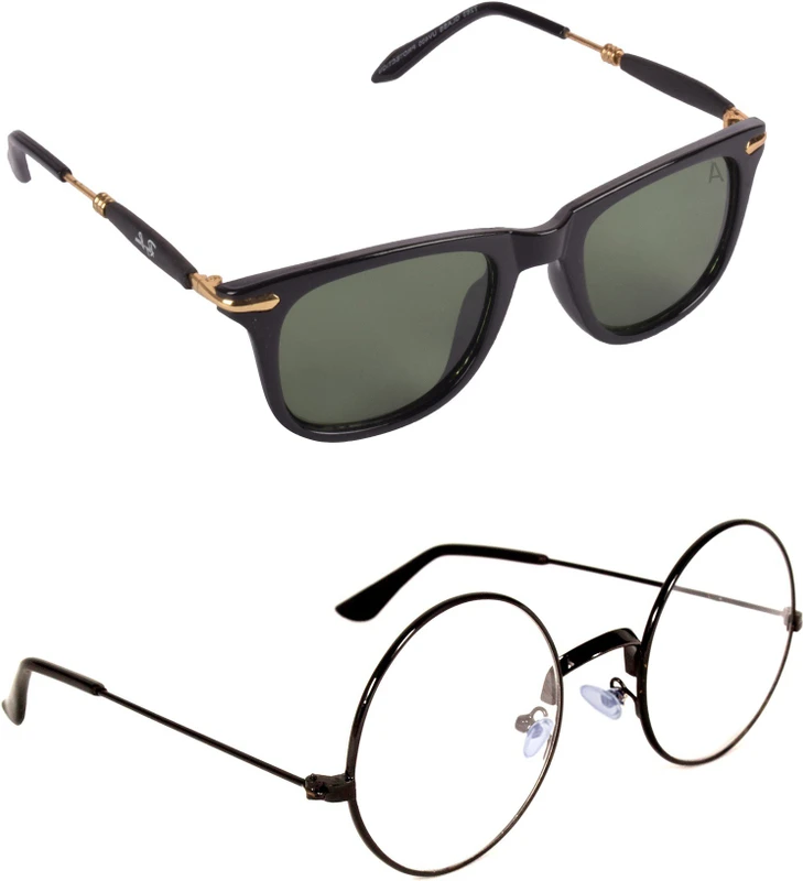 CRIBA Round Sunglasses(For Men & Women, Clear, Black)