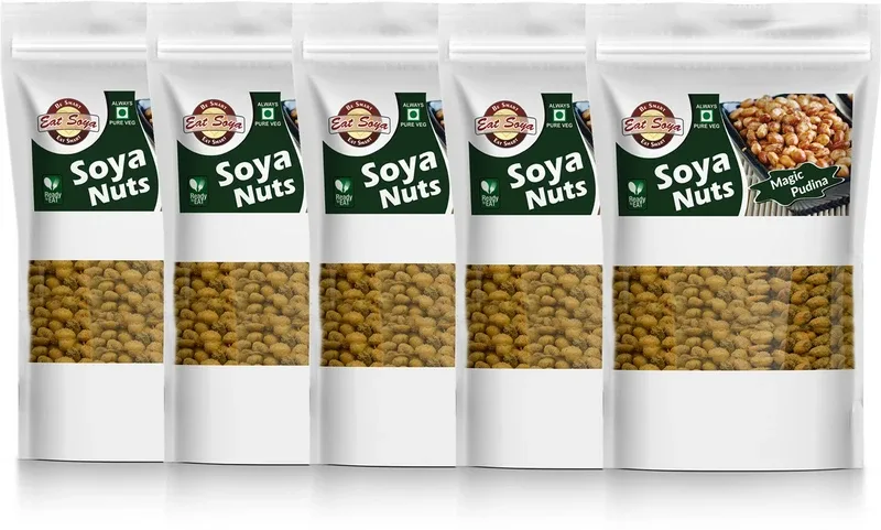 Eat Soya Soya Nuts Magic Pudina - 200g (Pack of 5) Namkeen(5 x 0.2 kg)