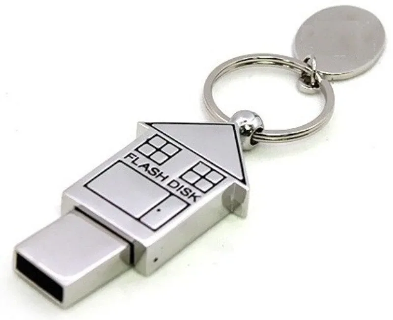 Eshop Metal Home Shape Keychain 8 GB Pen Drive Compatible with Netbook, Desktop Computer, Tablet, Audio Player, Television, Laptop USB 2.0 Metal Case(Silver)
