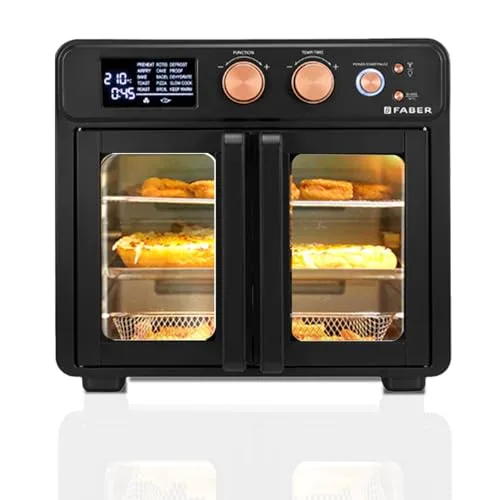 Faber Air Fryer Oven 25L, Digital Control, Bake Tray, SS Wire Tray&Basket, Crumb Tray, Rotisserie Kit|15 Preset Auto Program|Roast,Fry,Toast,Defrost|Convection Function|FAO 25L 15F