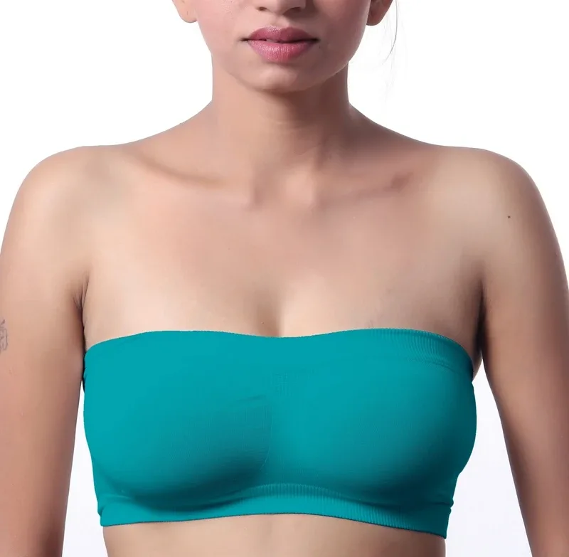 Fabme Stretchable Women Bandeau/Tube Non Padded Bra(Orange)