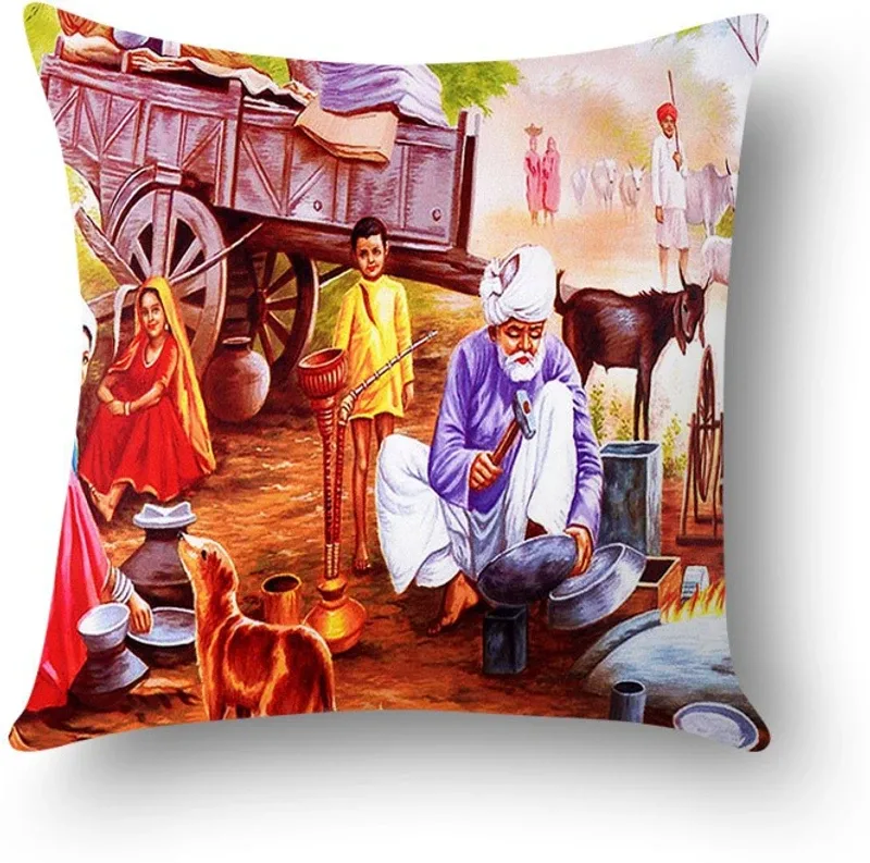 First Row Faux Silk Cushions Cover(40 cm, Multicolor)