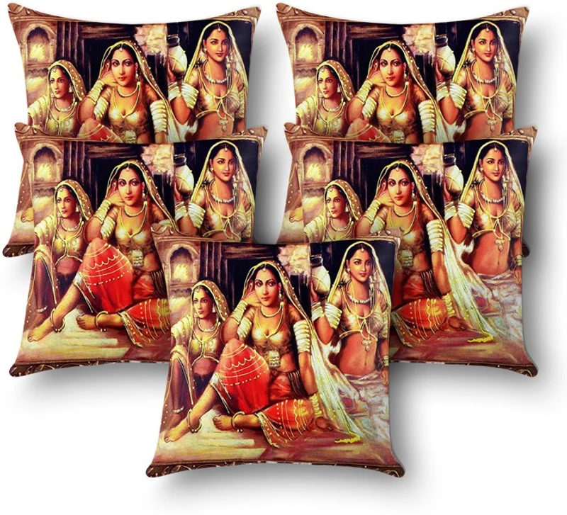 First Row Faux Silk Cushions Cover(40 cm, Pack of 5, Multicolor)