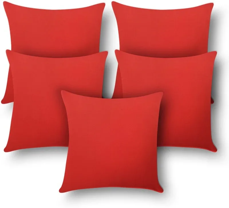 First Row Polycotton Cushions Cover(40 cm, Pack of 5, Red)