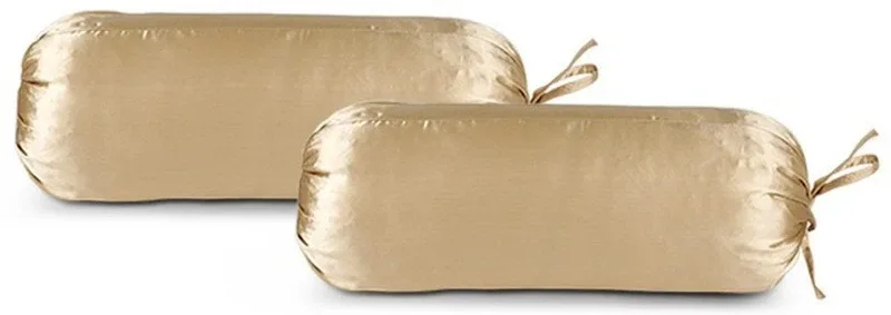 First Row Satin Cushions Cover(77 cm, Pack of 2, Gold)