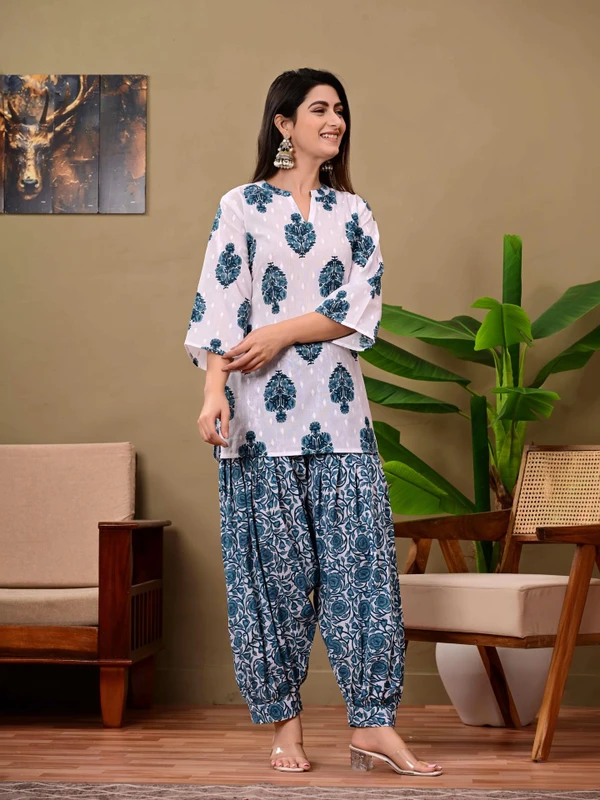 flamingo blue Women Kurta Patiala Set