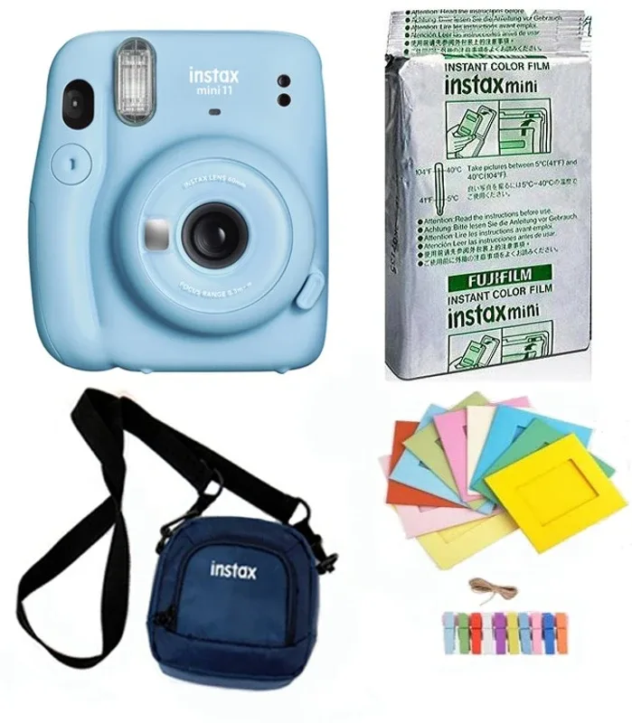 FUJIFILM Instax Mini 11 Instant Camera Mini 11 Instant Camera with 10 sheets film roll ,camera case & bunting2 Instant Camera(Blue)