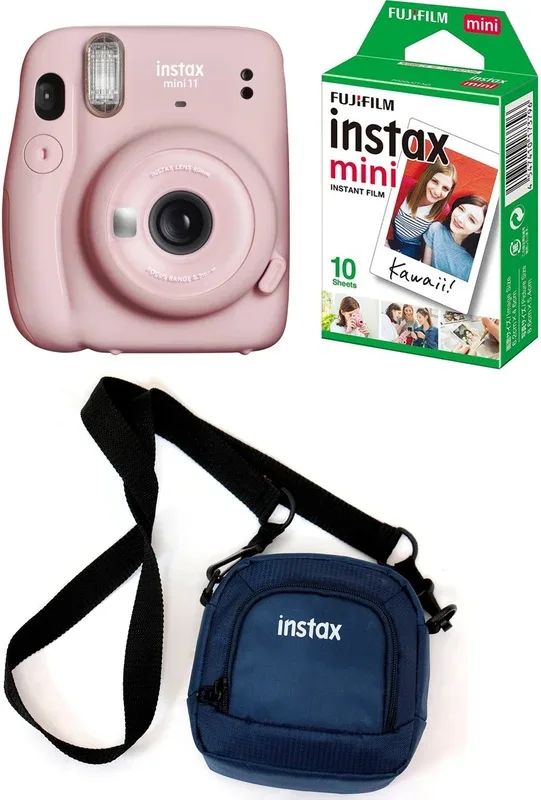 FUJIFILM Instax Mini 11 Pink with Pouch and 10 Shot film Instant Camera(Pink)